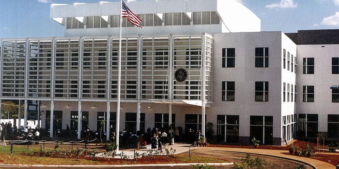 A photo of the entrance to the US Embassy in Gigiri, Nairobi. Photo US Embassy