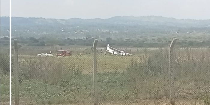 A Cessna Caravan chopper veers off the runway at Lochita Airstrip in Migori County. Photo Kenyan Aviator
