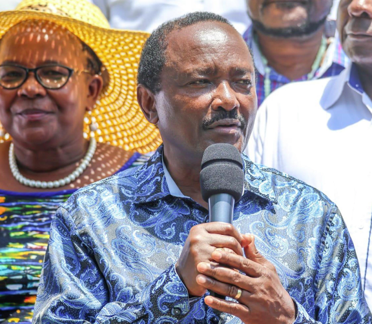 Wiper Party Leader Kalonzo Musyoka addressing the press after a church service at the Holy Ghost Cathedral Church in Mombasa.
Image: KNA