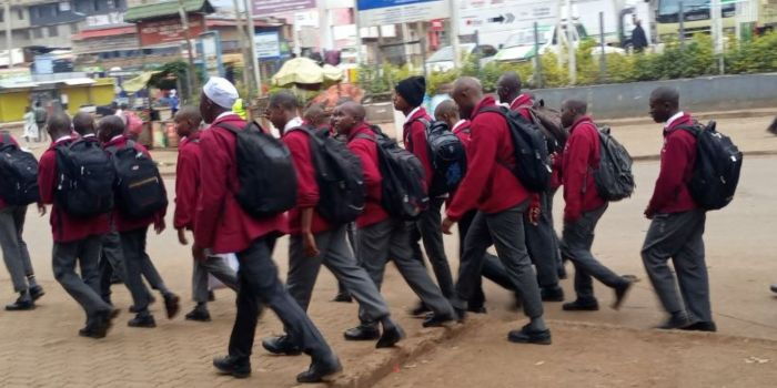 Students from Meru High Schools heading home as Teacher's strike enters week 2, 2 September 2024. Photo Twitter
