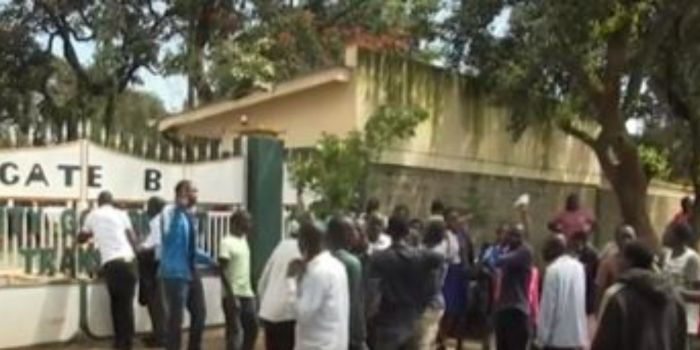 Trans Nzoia County casual workers protest job terminations, 19 September 2024. Photo File