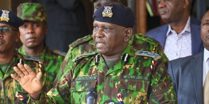 Inspector General of Police Douglas Kanja Kirocho during a media briefing on July 23, 2024. Photo National Police Service