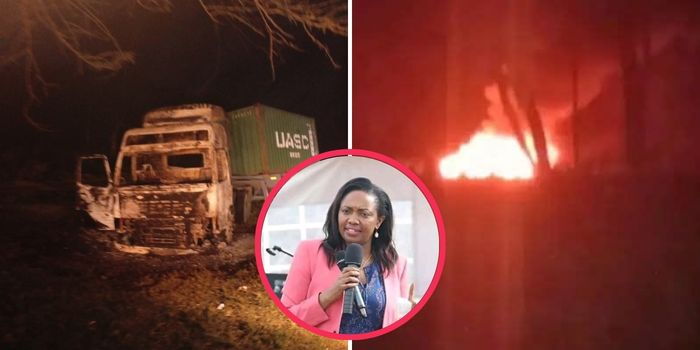 Chaos in Naivasha: Governor Kihika Forced to Flee as Mobs Torch Vehicles at Flooded Estate.